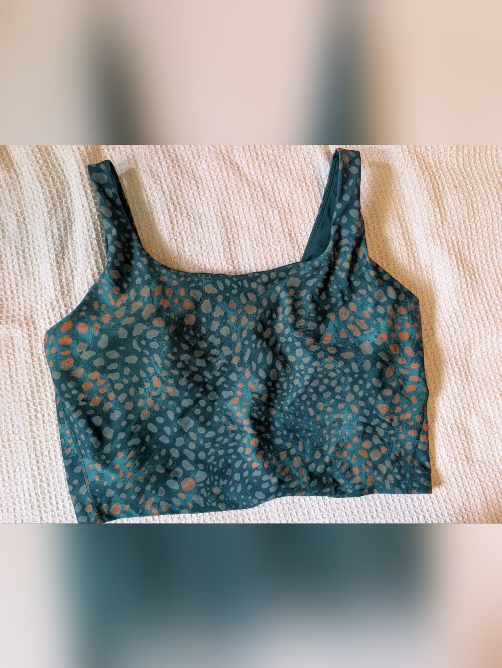 Old Navy Teal and Rust Abstract Print Cropped LongLine Bra Sports